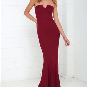 Lulu's Burgundy Strapless Maxi Dress
